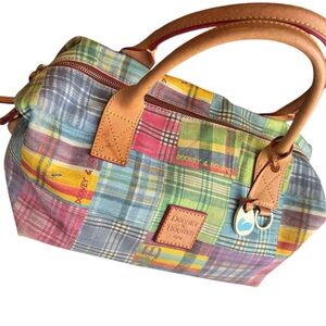 Dooney & Bourke Plaid Ants on Panic Basket Satchel/Top Handle Bag Purse